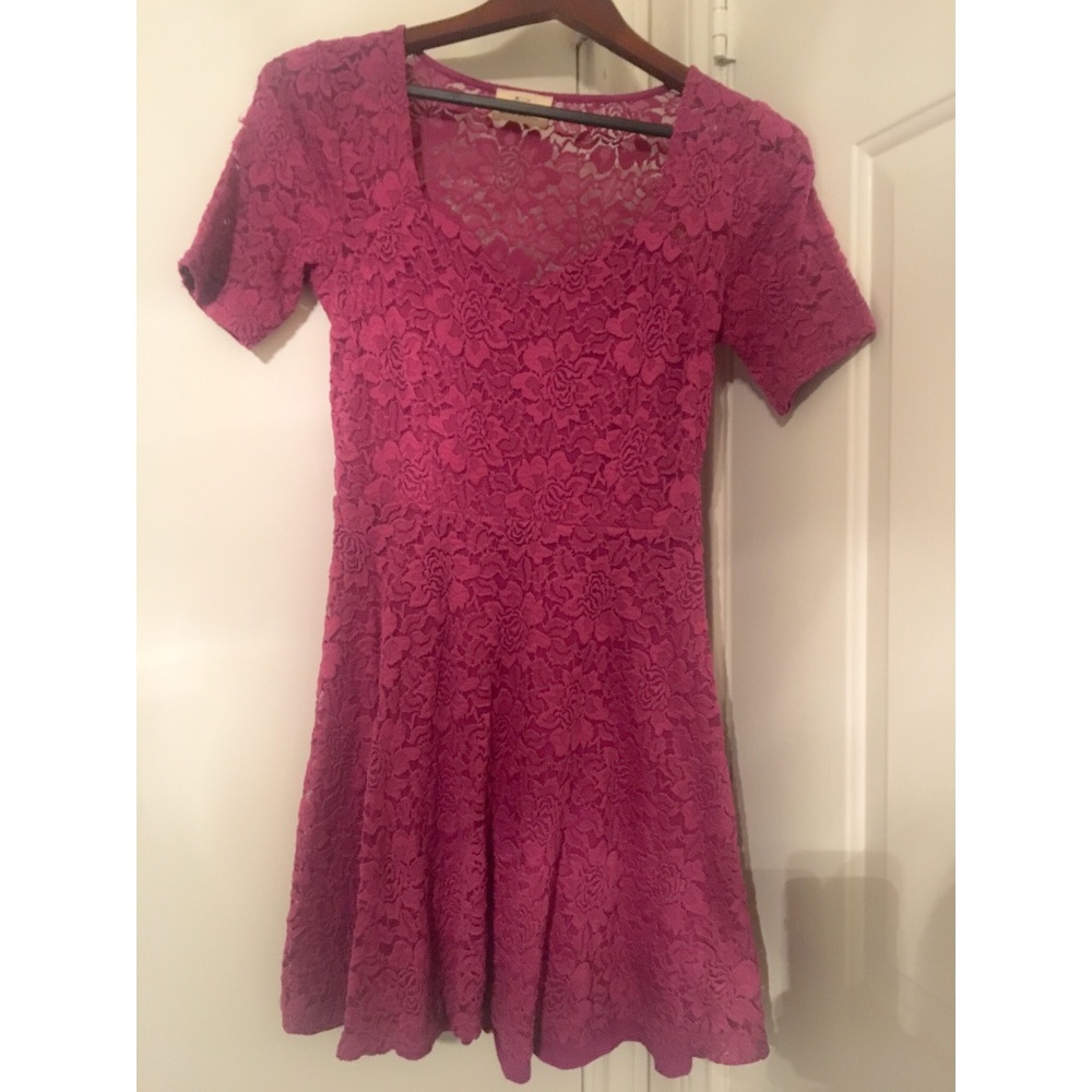 Pins and Needles Lace Magenta Dress (Medium)
